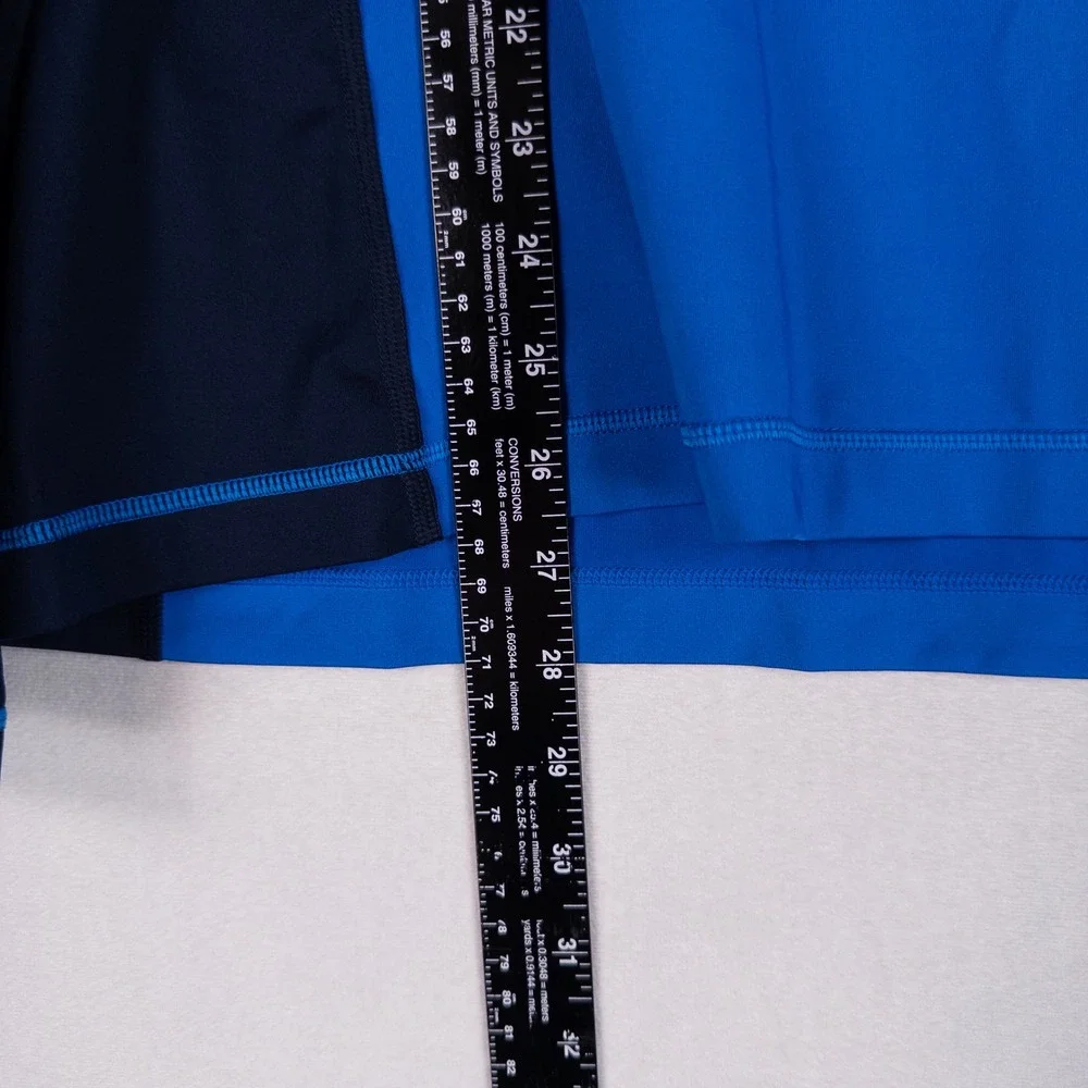 Lands' End Mens Rash Guard Swim Shirt L Blue Navy Long Sleeve Performance UPF